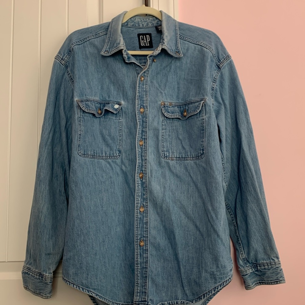 GAP jean button up shirt. Large. Painter aesthetic. Cottage core aesthetic.